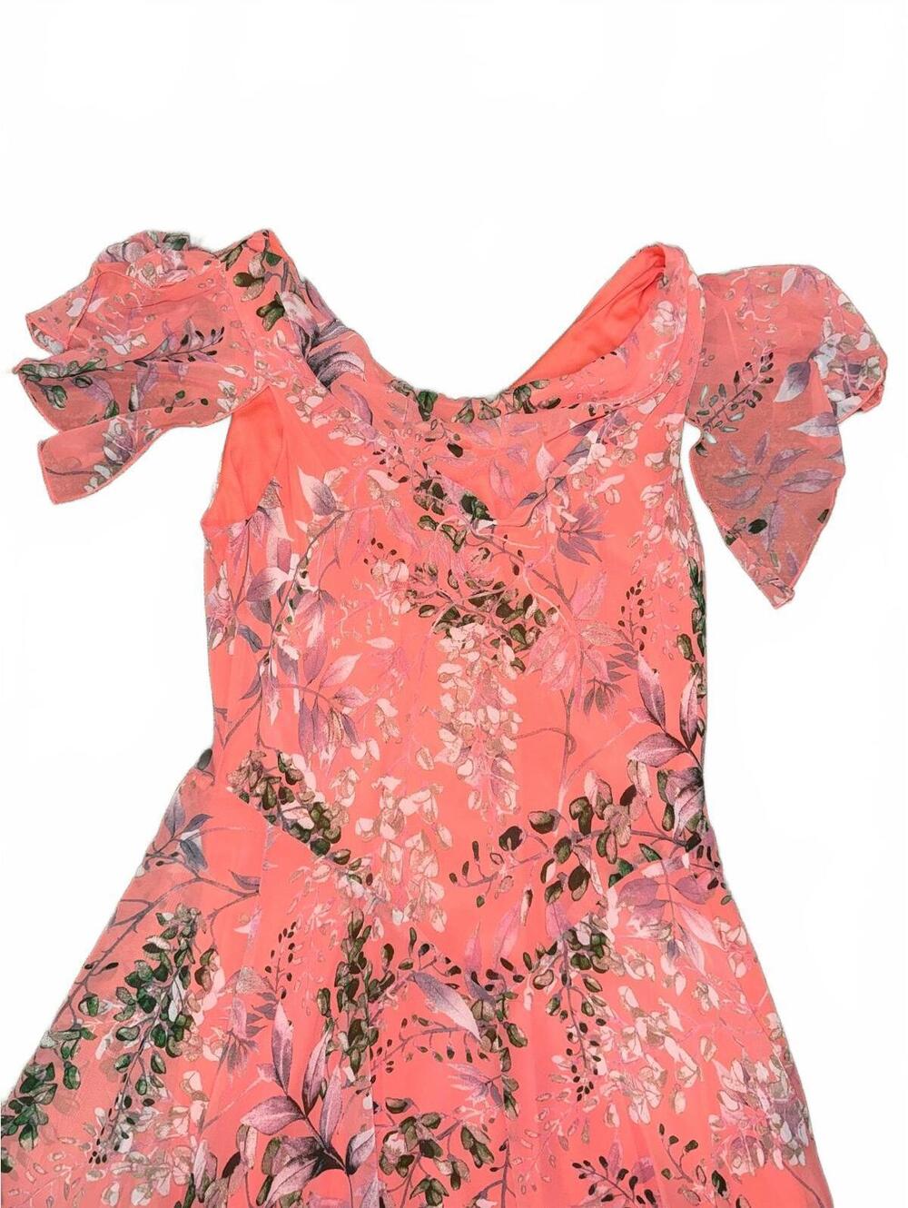 Women's Robbie Bee Coral Floral Cold Shoulder Maxi Dress Size 12